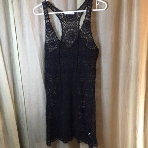 Blue Island Black Crocheted Tunic Top